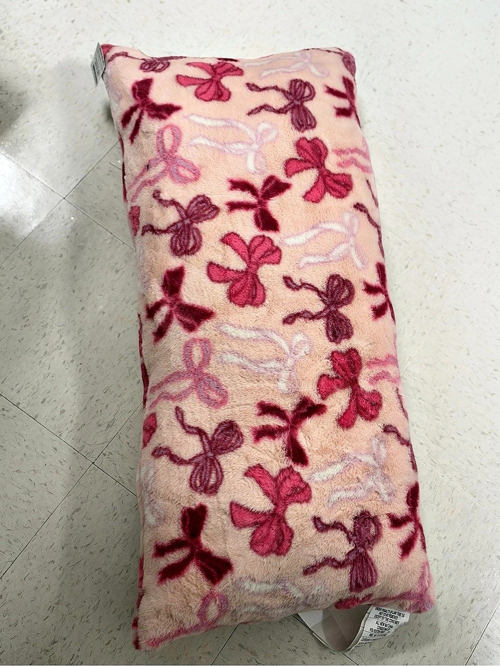 Bow Lattice Plush Body Pillow Pink & Red